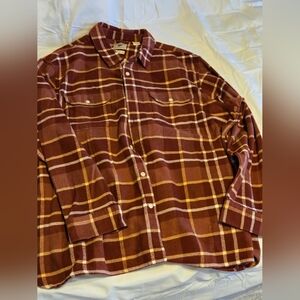 Levi's Maroon and Cream Plaid Flannel Shirt, Mens, XXL
